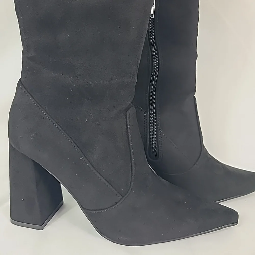 Steve Madden Women's Irina Over The Knee Boots Black Microfiber Stretch Zip Sz 6